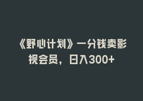 《野心计划》一分钱卖影视会员，日入300+868网课-868网课系统868网课系统