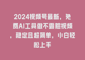 2024视频号最新，免费AI工具做不露脸视频，稳定且超简单，小白轻松上手868网课-868网课系统868网课系统