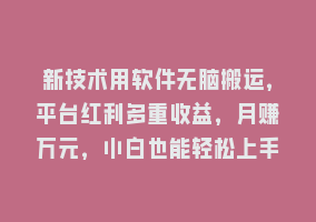 新技术用软件无脑搬运，平台红利多重收益，月赚万元，小白也能轻松上手868网课-868网课系统868网课系统