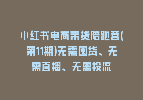 小红书电商带货陪跑营(第11期)无需囤货、无需直播、无需投流868网课-868网课系统868网课系统