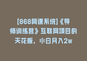 [868网课系统]《导师训练营》互联网项目的天花板，小白月入2w868网课-868网课系统868网课系统