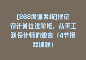 [868网课系统]视觉设计岗位进阶班，从美工到设计师的蜕变（4节视频课程）868网课-868网课系统868网课系统