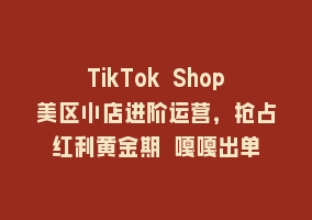 TikTok Shop美区小店进阶运营，抢占红利黄金期 嘎嘎出单868网课-868网课系统868网课系统