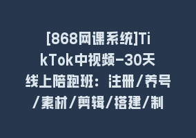 [868网课系统]TikTok中视频-30天线上陪跑班：注册/养号/素材/剪辑/搭建/制作/提现/等等868网课-868网课系统868网课系统