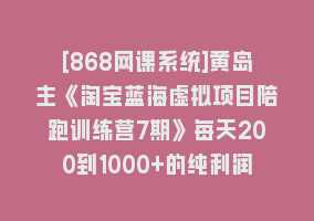 [868网课系统]黄岛主《淘宝蓝海虚拟项目陪跑训练营7期》每天200到1000+的纯利润868网课-868网课系统868网课系统