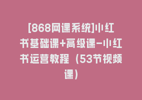 [868网课系统]小红书基础课+高级课-小红书运营教程（53节视频课）868网课-868网课系统868网课系统