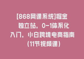 [868网课系统]掘金 独立站，0-1体系化入门，小白跨境电商指南（11节视频课）868网课-868网课系统868网课系统