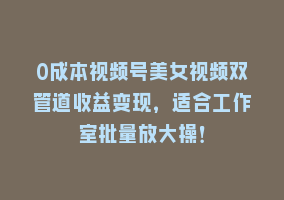 0成本视频号美女视频双管道收益变现，适合工作室批量放大操！868网课-868网课系统868网课系统