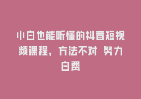 小白也能听懂的抖音短视频课程，方法不对 努力白费868网课-868网课系统868网课系统