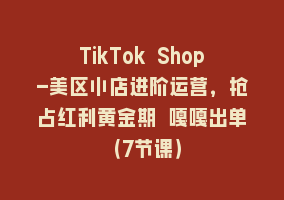 TikTok Shop-美区小店进阶运营，抢占红利黄金期 嘎嘎出单（7节课）868网课-868网课系统868网课系统