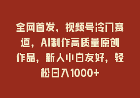 全网首发，视频号冷门赛道，AI制作高质量原创作品，新人小白友好，轻松日入1000+868网课-868网课系统868网课系统